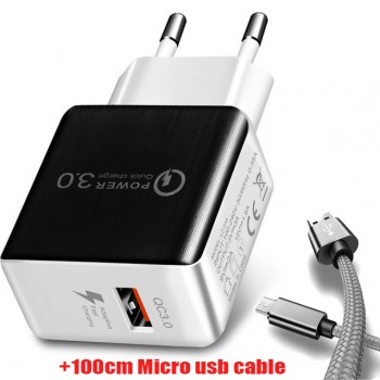 Universal QC3.0 USB Charger EU Plug 18W Quick Charge 3.0 Fast Adapter Wall Mobile Phone Charger for xiaomi huawei Samsung S8 S9