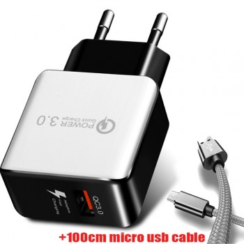 Universal QC3.0 USB Charger EU Plug 18W Quick Charge 3.0 Fast Adapter Wall Mobile Phone Charger for xiaomi huawei Samsung S8 S9