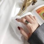 LouLeur 925 sterling silver new glossy wide face geometry rings silver Irregular cutting open rings for women creative jewelry