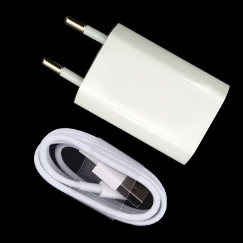 AC Wall USB Charger EU Plug White Color For Apple iPhone 5 5S 5C 6 6S 7 For iPhone 8 Pin USB Charging Cable + Charger Adapter