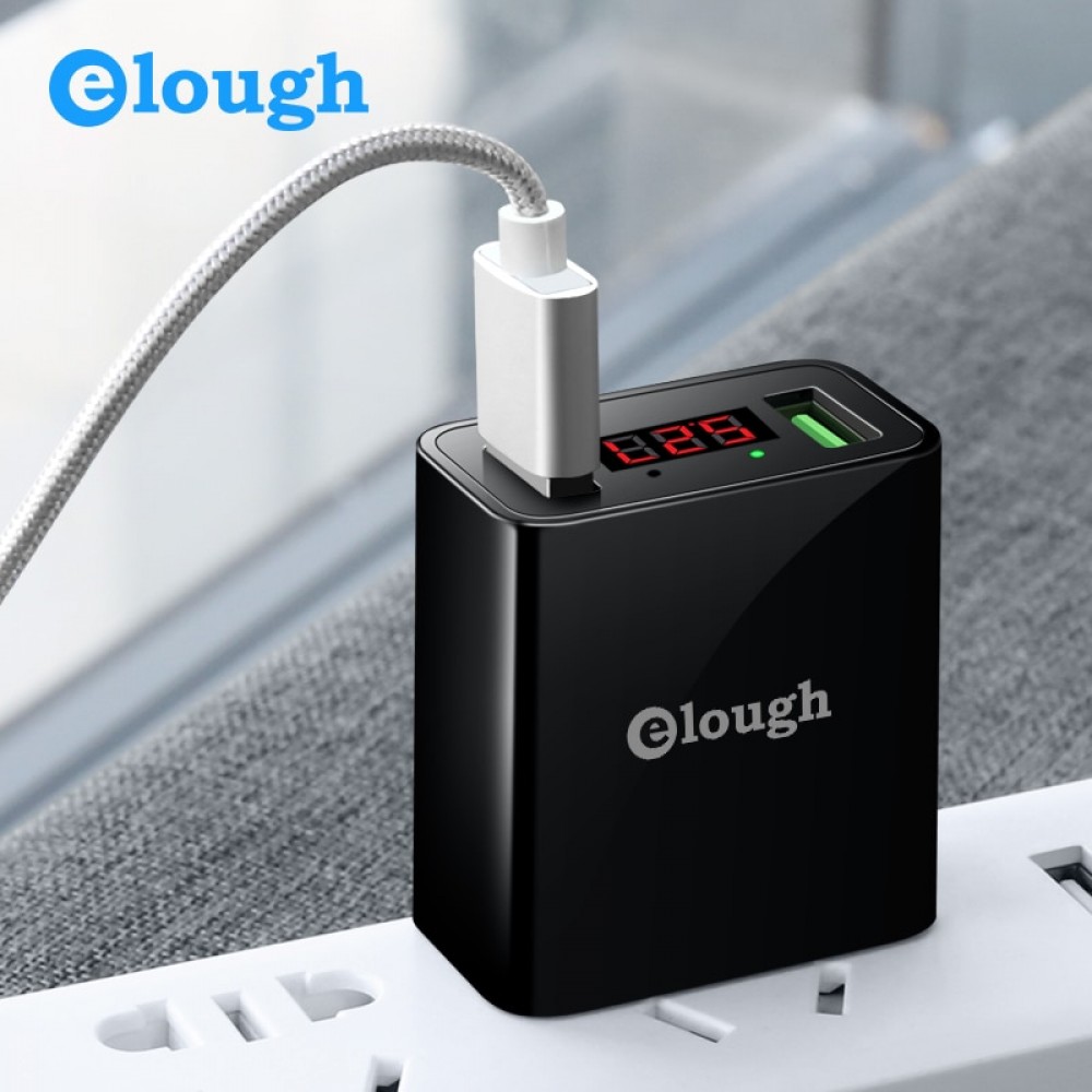 Elough Dual USB Mobile Phone Charger EU US Plug 2.1A Smart Travel Wall LED Turbo Charger For Samsung iPhone Tablet Fast Charging