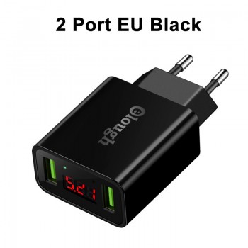Elough Dual USB Mobile Phone Charger EU US Plug 2.1A Smart Travel Wall LED Turbo Charger For Samsung iPhone Tablet Fast Charging