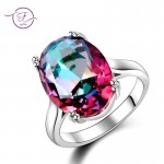 Fashion Womens Jewelry S925 Silver Ring Mystic Fire Rainbow Topaz Rings Promotion Elegant Wedding Jewelry anillos Party Gift