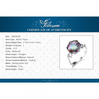 JewelryPalace 3.2ct Genuine Rainbow Fire Mystic Topaz Ring Solid 925 Sterling Silver Jewelry Ring Sets Gifts Women New Sale