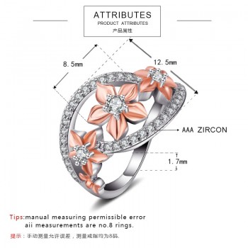 Romantic Champagne Enamel Flower Ring Female Beautiful Micro Pave Zircon Ladies Finger Ring Unique Women Engagement Ring Jewelry