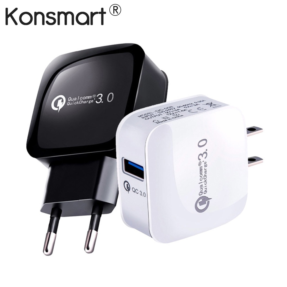 Quick Charge 3.0 15W Travel Wall Fast Charger For Xiaomi Redmi Note 5 6 pro For iphone X XS Samsung Huawei Mobile Phone KONSMART