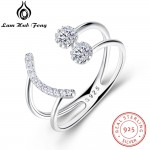 Resizable 925 Sterling Silver Ring Sparkling Cubic Zirconia Smile Face Design Adjustable Ring S925 Silver Jewelry (Lam Hub Fong)