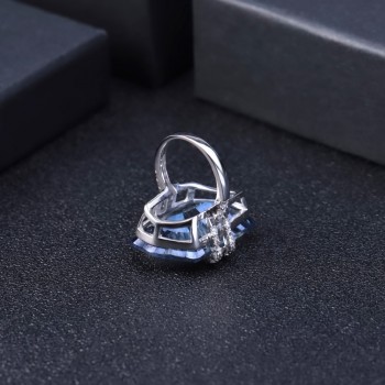 GEMS BALLET 21.20Ct Natura Iolite Blue Mystic Quartz Gemstone Cocktail Rings 925 Sterling Silver Fine Jewelry for Women