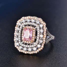 Wedding Rings For Women Silver S925 Sterling Fine Jewelry Pink Topaz Square Luxury Ring Bridal Engagement Rinngen Accessories