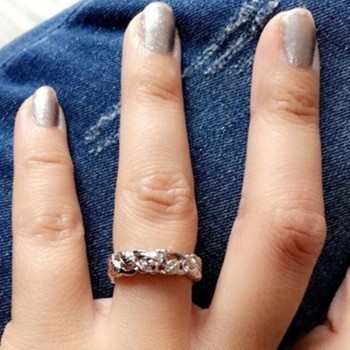 OMHXZJ Wholesale European Fashion Woman Man Party Wedding Gift White Hollow Flower Leaves  925 Sterling Silver Ring RR175