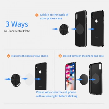 Metal Plate For Magnetic Car Phone Holder for Xiaomi Huawei Iron Sheet Sticky Magnet Disk Strong Adsorption Mobile Phone Holder