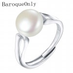 BaroqueOnly 2018Fashion Pearl Ring Jewelry of Silver Oval Natural Freshwater Pearl Rings 925 Sterling Silver Rings for WomenGift