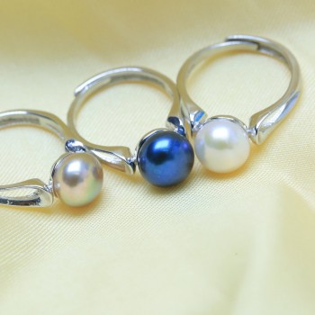 BaroqueOnly 2018Fashion Pearl Ring Jewelry of Silver Oval Natural Freshwater Pearl Rings 925 Sterling Silver Rings for WomenGift