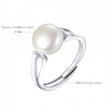 BaroqueOnly 2018Fashion Pearl Ring Jewelry of Silver Oval Natural Freshwater Pearl Rings 925 Sterling Silver Rings for WomenGift