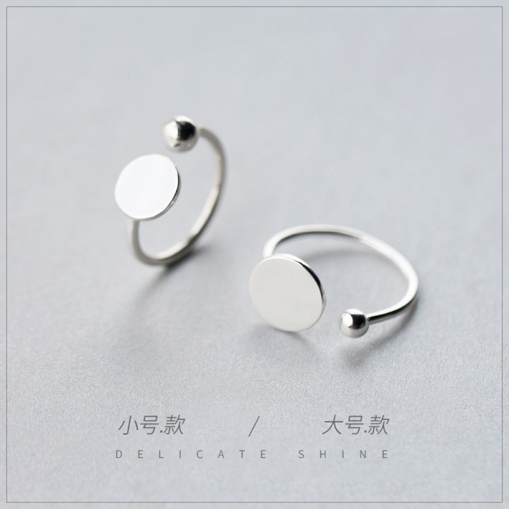 1pc New Real. 925-Sterling-Silver-Jewelry Coin Round amp;ball geometric Ring adjustable GTLJ1133
