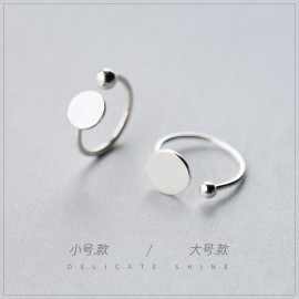 1pc New Real. 925-Sterling-Silver-Jewelry Coin Round amp;ball geometric Ring adjustable GTLJ1133