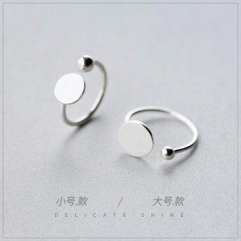 1pc New Real. 925-Sterling-Silver-Jewelry Coin Round amp;ball geometric Ring adjustable GTLJ1133