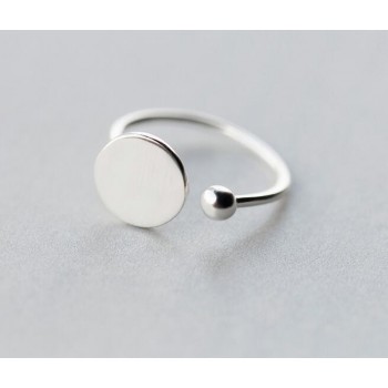 1pc New Real. 925-Sterling-Silver-Jewelry Coin Round amp;ball geometric Ring adjustable GTLJ1133