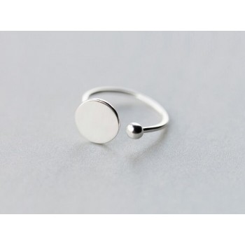1pc New Real. 925-Sterling-Silver-Jewelry Coin Round amp;ball geometric Ring adjustable GTLJ1133