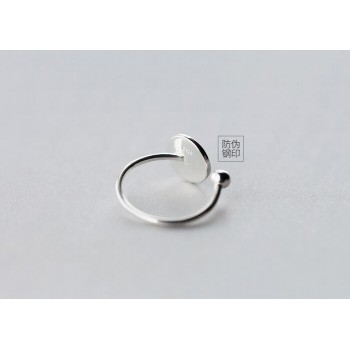 1pc New Real. 925-Sterling-Silver-Jewelry Coin Round amp;ball geometric Ring adjustable GTLJ1133