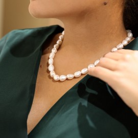 Daimi Genuine Baroque Pearl Necklace, Trendy Necklace For Woman, New Bijouterie Fine Jewelry 9-10 mm Pearl Choker Necklace