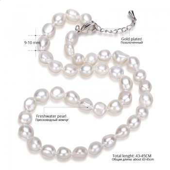 Daimi Genuine Baroque Pearl Necklace, Trendy Necklace For Woman, New Bijouterie Fine Jewelry 9-10 mm Pearl Choker Necklace