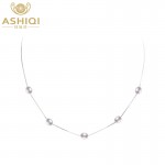 ASHIQI 925 sterling silver chain necklace pendant freshwater pearl necklace women 6-7mm Pearl Quality goods jewelry