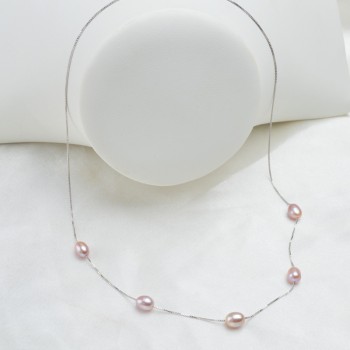 ASHIQI 925 sterling silver chain necklace pendant freshwater pearl necklace women 6-7mm Pearl Quality goods jewelry