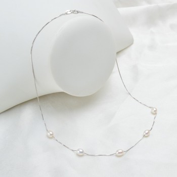 ASHIQI 925 sterling silver chain necklace pendant freshwater pearl necklace women 6-7mm Pearl Quality goods jewelry