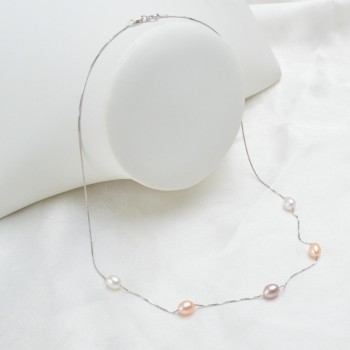 ASHIQI 925 sterling silver chain necklace pendant freshwater pearl necklace women 6-7mm Pearl Quality goods jewelry