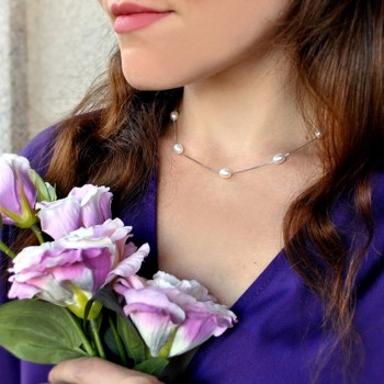 ASHIQI 925 sterling silver chain necklace pendant freshwater pearl necklace women 6-7mm Pearl Quality goods jewelry