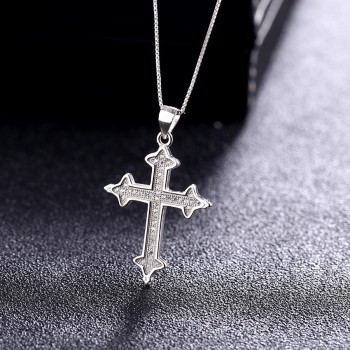 New Arrival Wholesale Fashion silver Jewelry 925 Sterling Silver Cross Pendant Necklace for women men Necklace Fine Jewelry HOT