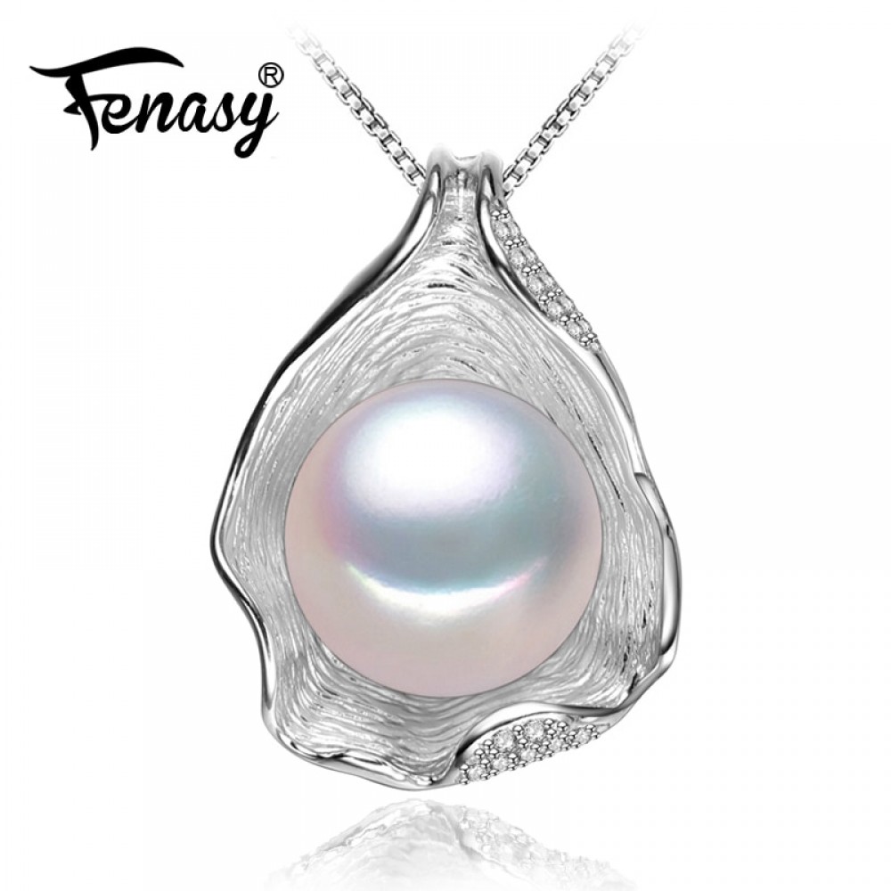 FENASY charm Shell design Pearl Jewelry,Pearl Necklace Pendant,925 sterling silver jewelry ,fashion necklaces for women 2018 new