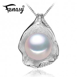 FENASY charm Shell design Pearl Jewelry,Pearl Necklace Pendant,925 sterling silver jewelry ,fashion necklaces for women 2018 new