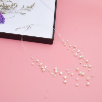 ASHIQI Natural Freshwater Baroque Pearl Necklace Women 4-8mm 5 Rows Bohemia Handmade Jewelry Fashion