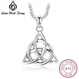 925 Sterling Silver Vintage Celtics Knot Art Necklaces amp; Pendants Triquetra Trinity Chain Necklace Gift For Girls (Lam Hub Fong)