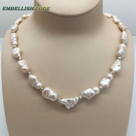 new kind necklace small baroque Irregular square style pearls natural freshwater Cultured pearl with 3mm beads special jewelry