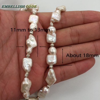 new kind necklace small baroque Irregular square style pearls natural freshwater Cultured pearl with 3mm beads special jewelry