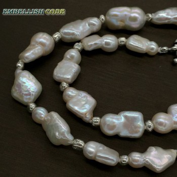 new kind necklace small baroque Irregular square style pearls natural freshwater Cultured pearl with 3mm beads special jewelry