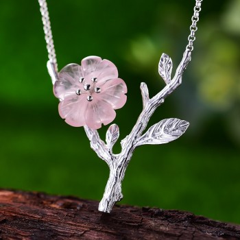 Lotus Fun Real 925 Sterling Silver Handmade Designer  Fine Jewelry Flower in the Rain Necklace with Pendant for Women Collier