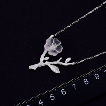 Lotus Fun Real 925 Sterling Silver Handmade Designer  Fine Jewelry Flower in the Rain Necklace with Pendant for Women Collier