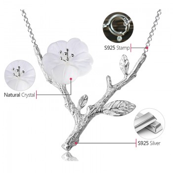 Lotus Fun Real 925 Sterling Silver Handmade Designer  Fine Jewelry Flower in the Rain Necklace with Pendant for Women Collier
