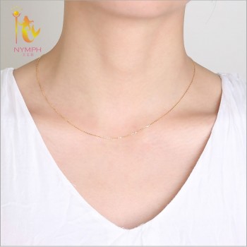 NYMPH Genuine 18K White Yellow Gold Chain 18 inches au750 Cost Price Necklace Pendant Wendding Party Gift For Women[G1002]