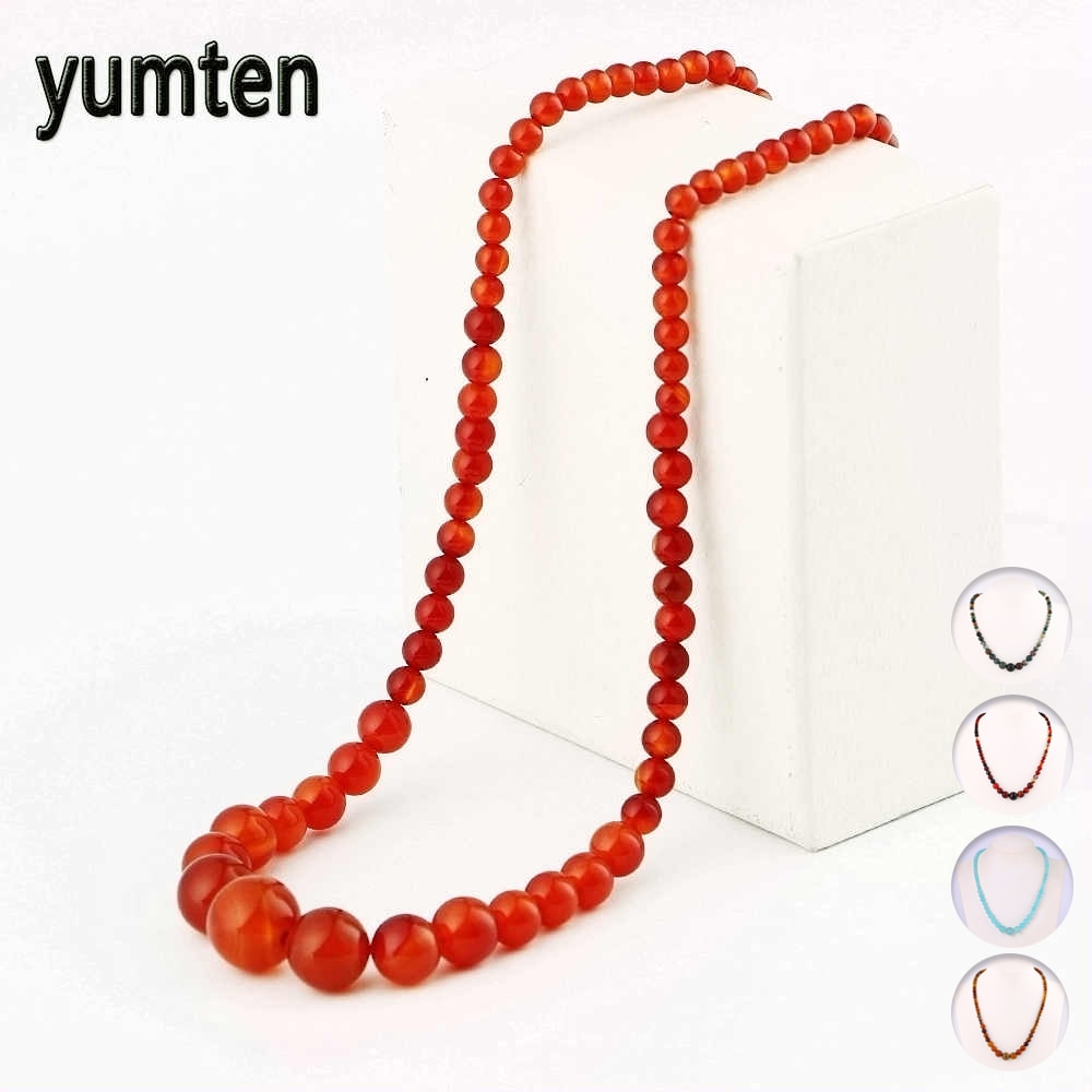 Yumten Natural Agate Necklace Women Stone Jewelry Crystal Chain Choker Men Onyx Fashion Accessories Party Gemstone Amber Gift