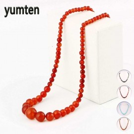 Yumten Natural Agate Necklace Women Stone Jewelry Crystal Chain Choker Men Onyx Fashion Accessories Party Gemstone Amber Gift
