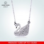 Warme Farben Crystal From SWAROVSKI Women Charms Pendant Necklaces Classic Silver White Swan Drop Necklaces Jewelry Party Gifts