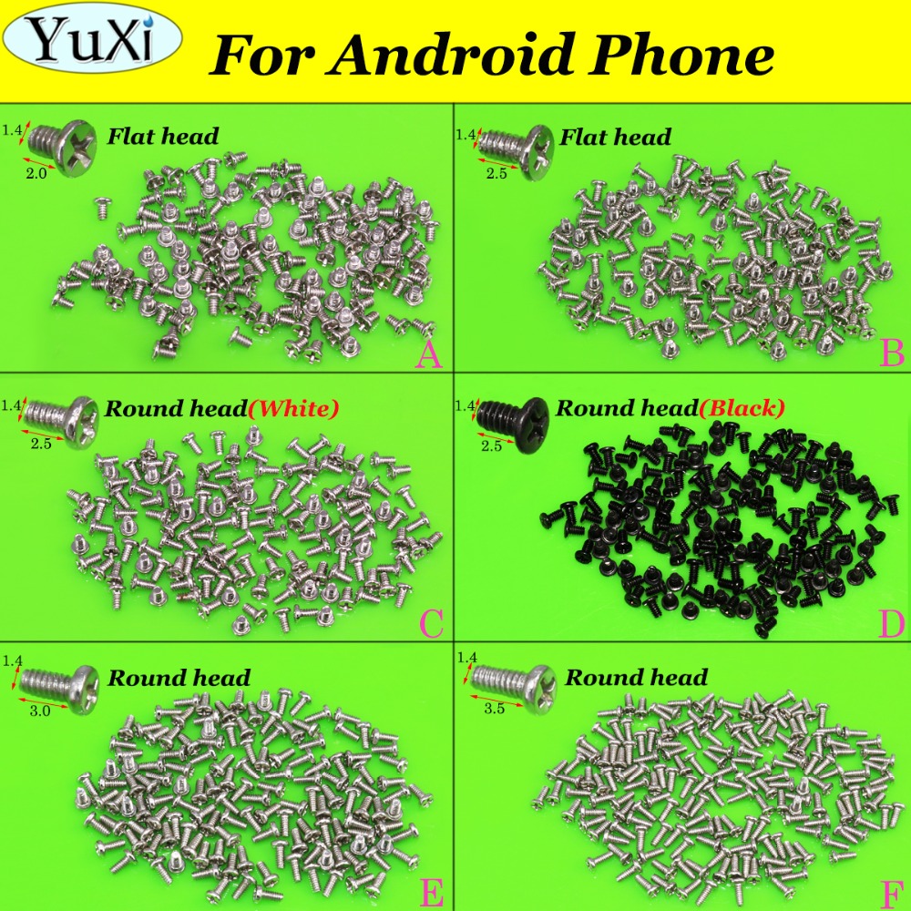 YuXi 6models each 1bag Phone Cross Screw 1.4 *2.0 / 1.4*2.5 / 1.4* 3.0 / 1.4*3.5 mm For Android for Huawei for Xiaomi etc