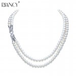 Real natural freshwater pearl necklace two strands,long sweater chain pearl necklace fashion jewelry for women, brithday gift