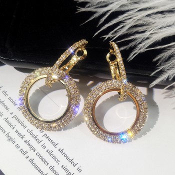 2019 NEW 925 silver needle rhinestone circle crystal from Swarovski long earrings temperament Korean personality wild earrings