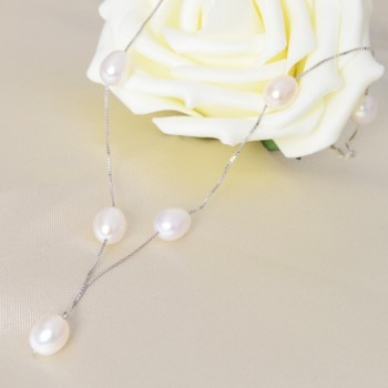 ASHIQI Real 925 sterling silver necklace White pearl necklace 7.5-8mm Natural Freshwater pearl Jewelry for Women